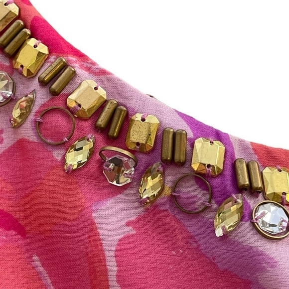 🥒 Lilly Pulitzer Silk Pulaski Embellished Beaded Mini Dress Soiree Purple Pink 0 - Picture 9 of 11